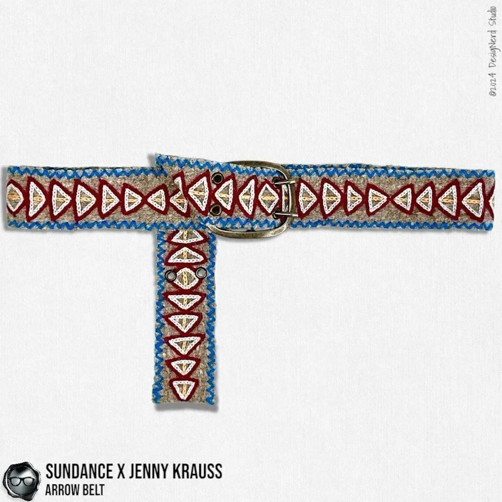 SUNDANCE X JENNY KRAUSS EMBROIDERED WOOL ARROW BELT VINTAGE 2015 HANDMADE M/L